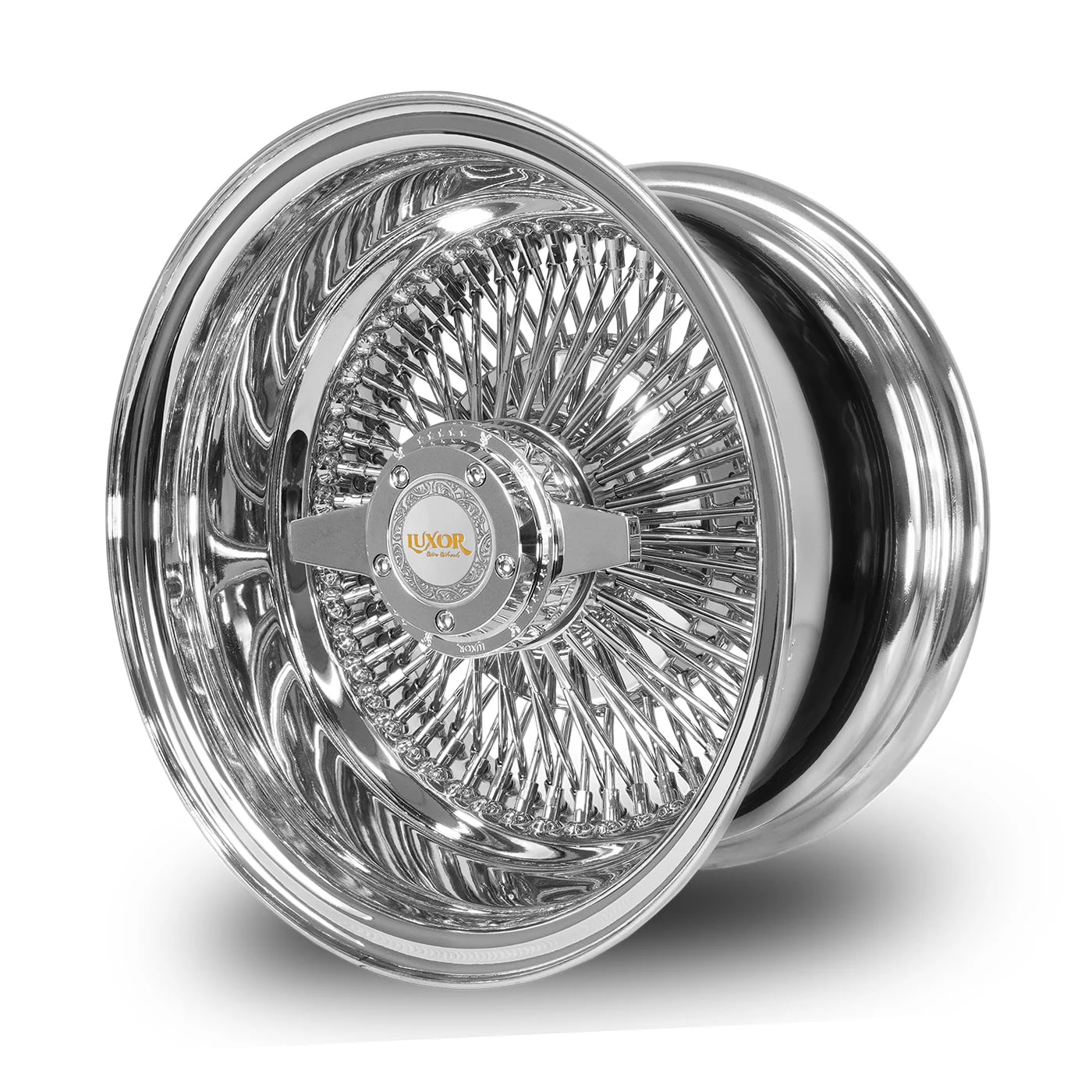 14x6” Chrome Wire Wheels – 100 Spoke Straight Lace | Reverse Offset | Classic Lowrider Rims