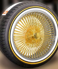 15x7” Gold Center FWD Wire Wheels – 100 Spoke + 215/70R15 Original Vogue Tires | Complete Package