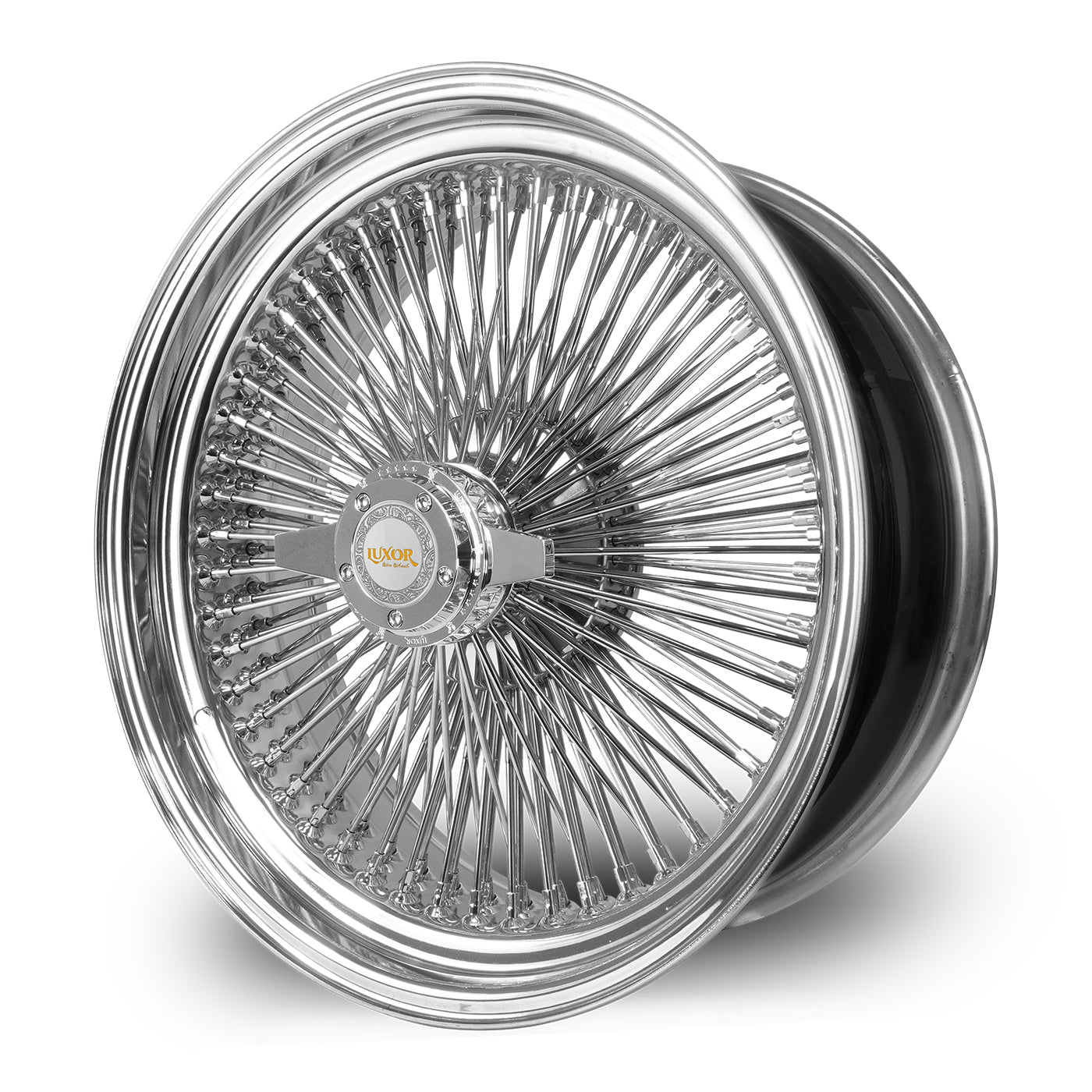 16x7” Luxor Wire Wheels – 100 Spoke Straight Lace Chrome | Standard Offset | Set of 4