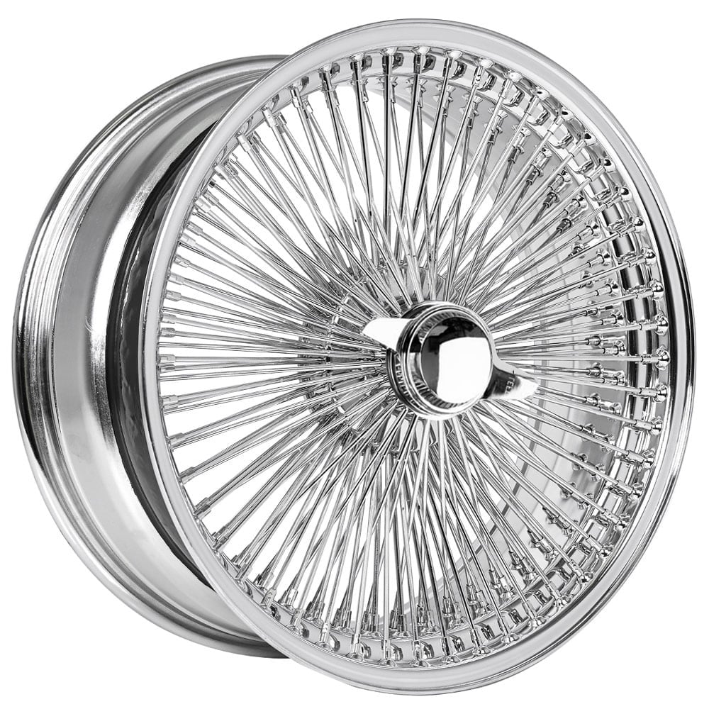 17X8 FWD Chrome 100 Spoke Lowrider Wire Wheels - set of 4