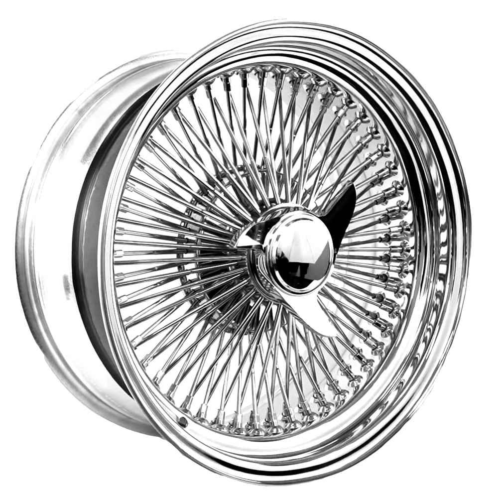17X8 Standard Chrome 100 Spoke Lowrider Wire Wheels - set of 4