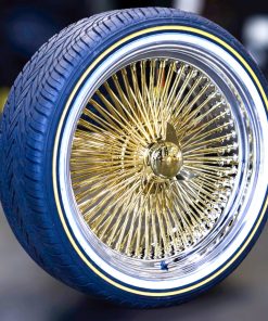20x8" Gold Center 150-Spoke Standard Wire Wheels + Vogue Tires (245/40R20) – Set of 4