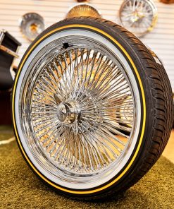 20x8" Wire Wheels Standard Chrome 150 Spoke + Original Vogue Tires 245/40R20 (Set of 4)