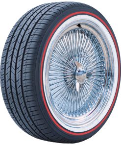 22x8 Chrome 150 Spoke Wire Wheels + 285/45R22 Vogue Red Stripe Tires – Set of 4