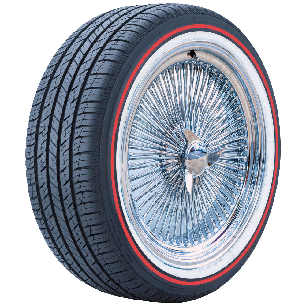 22x8 Chrome 150 Spoke Wire Wheels + 285/45R22 Vogue Red Stripe Tires – Set of 4