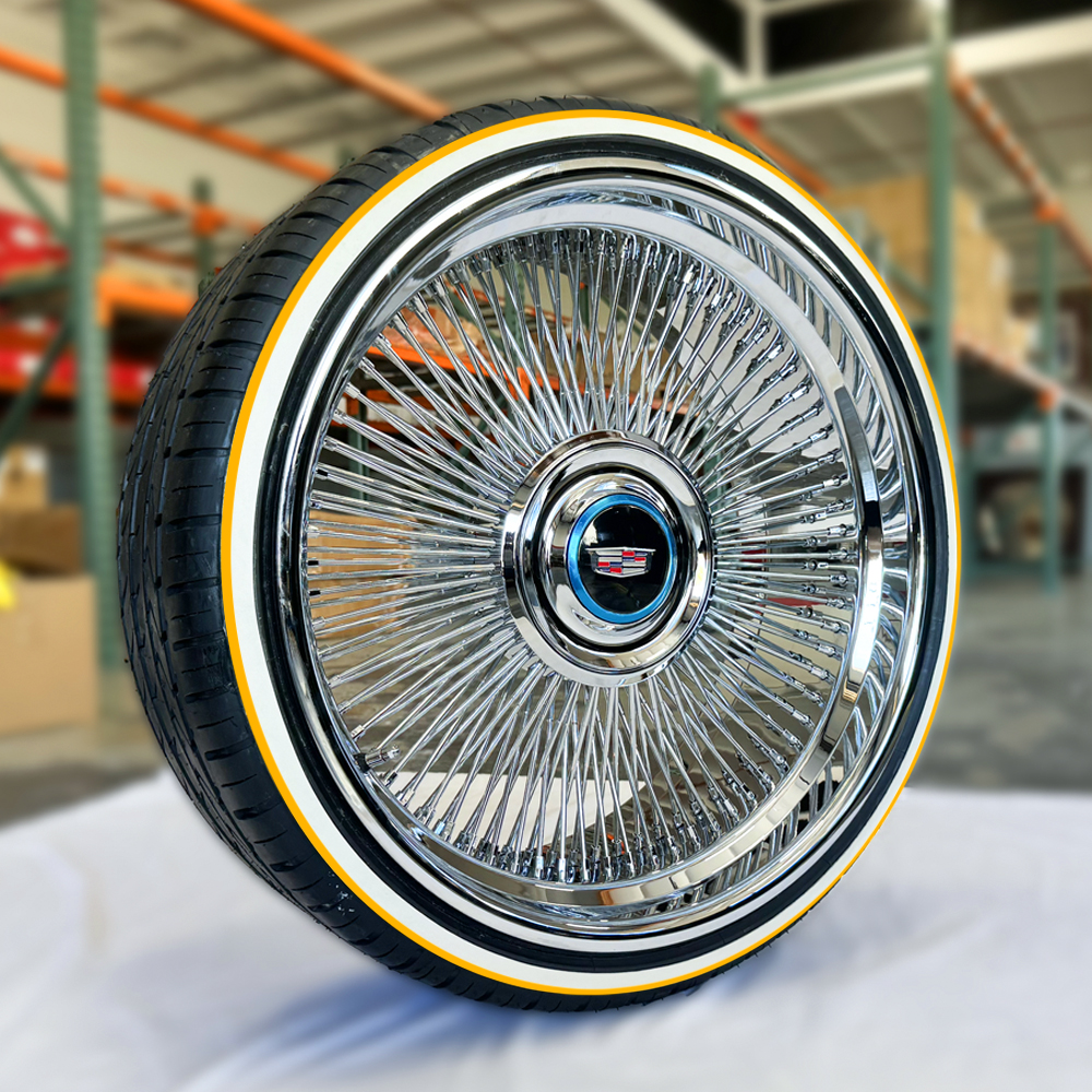 22x9” Forged Direct Bolt Wire Wheels + 255/30R22 Whitewall & Gold Stripe Tires – Set of 4