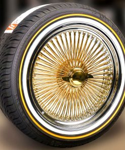 Gold Center 15x7" Wire Wheels + 215/70R15 Original Vogue Tires – Complete Set